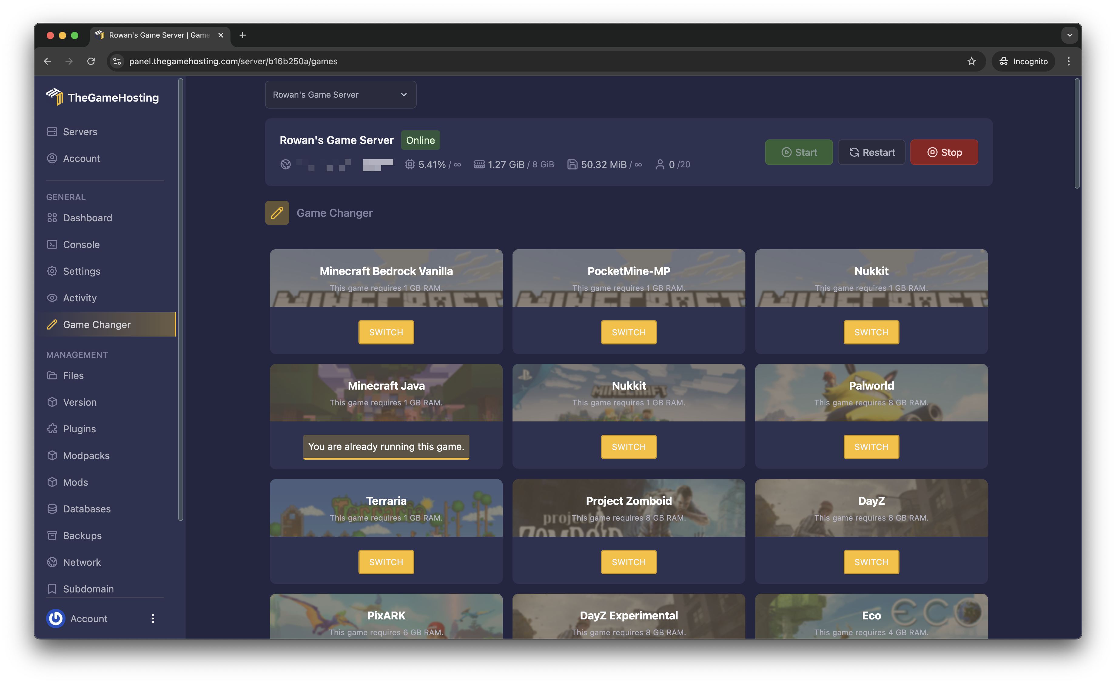 Game Panel Feature Display For Game Changing